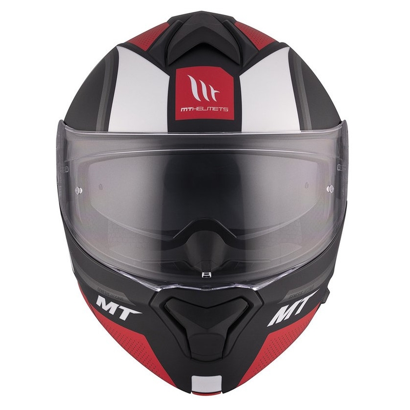 Casque de moto MT Genesis SV Cave A5 noir-blanc-rouge mat à charnière