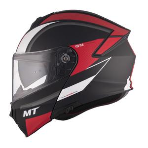 Casque de moto MT Genesis SV Cave A5 noir-blanc-rouge mat à charnière