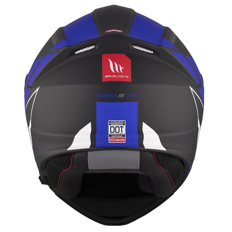 Casque de moto MT Genesis SV Cave A7 noir-blanc-bleu mat à charnière