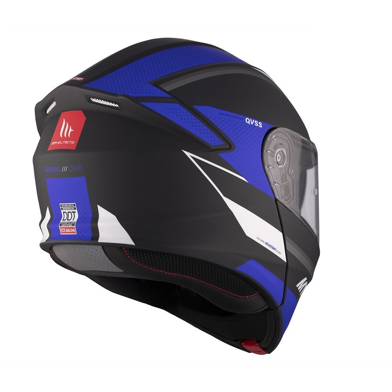 Casque de moto MT Genesis SV Cave A7 noir-blanc-bleu mat à charnière