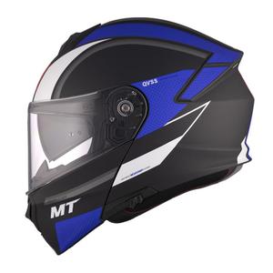 Casque de moto MT Genesis SV Cave A7 noir-blanc-bleu mat à charnière