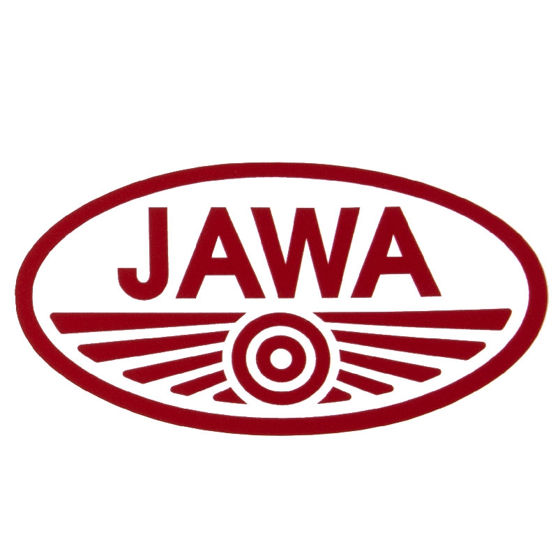 Autocollant JAWA avec bordure rouge