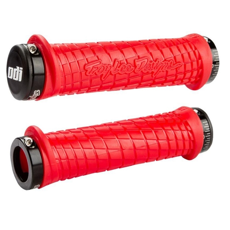 Poignées ODI TROY LEE DESIGNS SIGNATURE ATV LOCK-ON rouge et noir