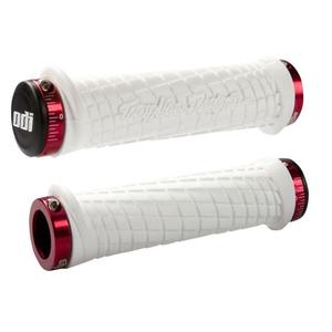 Poignées ODI TROY LEE DESIGNS SIGNATURE ATV LOCK-ON blanc-rouge