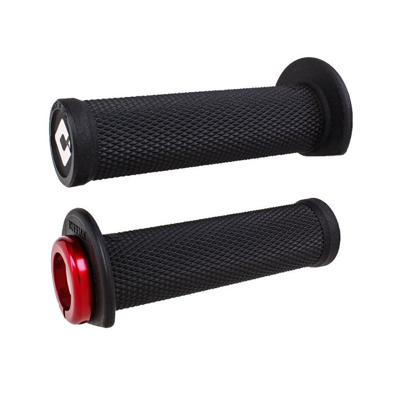 Poignées ODI RUFFIAN ATV LOCK-ON V2.1 125mm noir-rouge