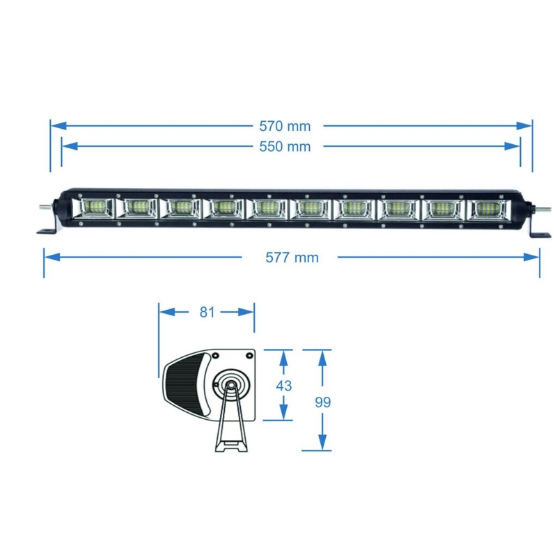 Rampe d'éclairage LED SHARK BARRE D'ÉCLAIRAGE LED, ETI LED, 21,5",100W