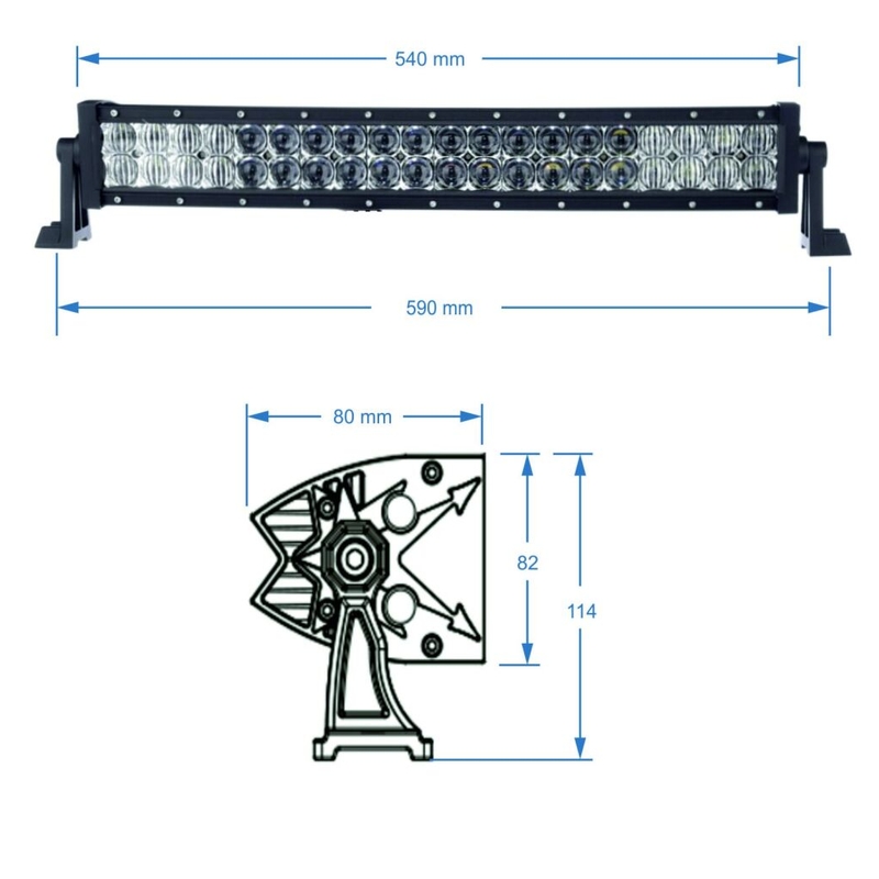 BARRE LUMINEUSE SHARK LED 20", COURBE, 120W, R 560 MM - 5D