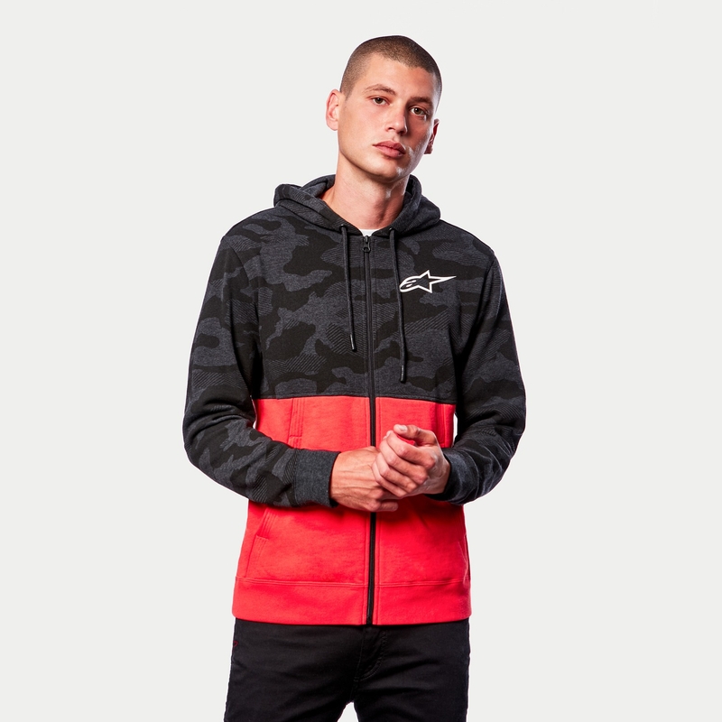 Alpinestars Camo Block Hoodie gris camo-rouge fluo