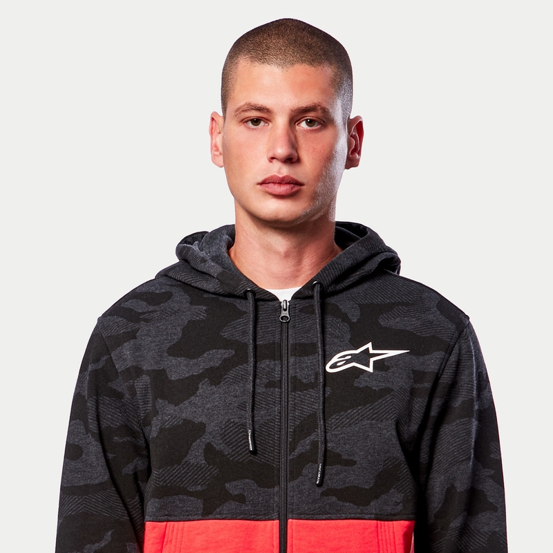 Alpinestars Camo Block Hoodie gris camo-rouge fluo