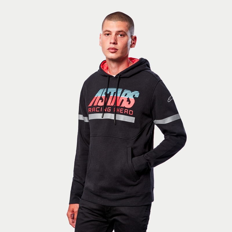 Sweat à capuche Alpinestars Club noir-rouge-bleu-gris