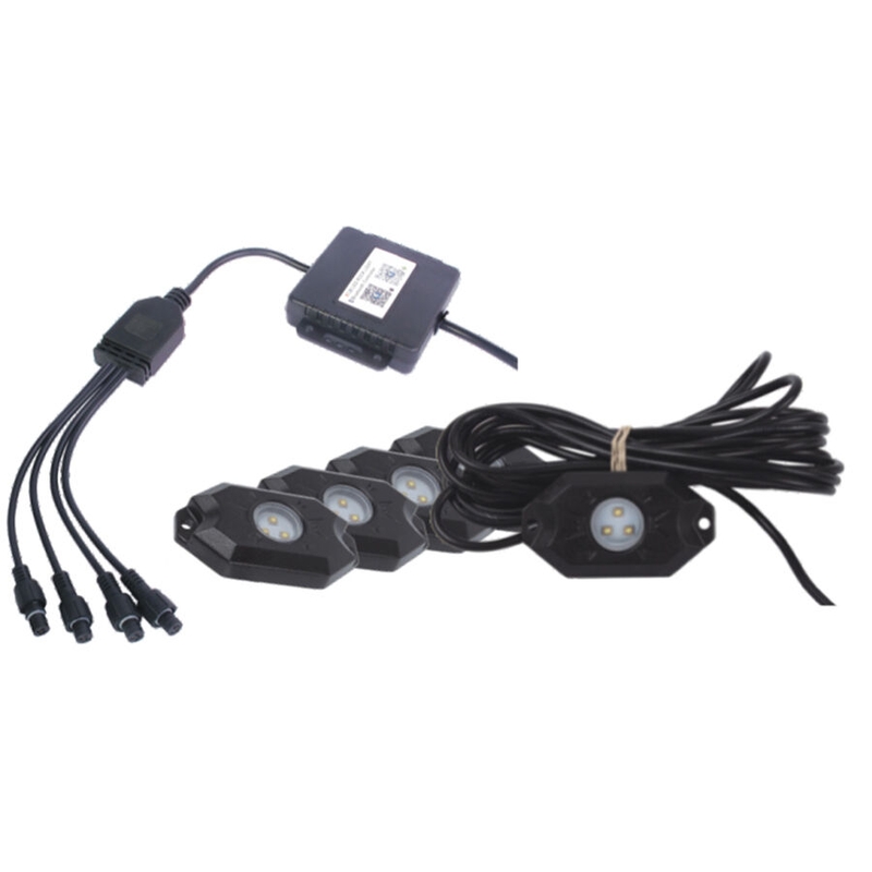 LUMIÈRE LED REQUIN, RGB, MULTICOLORE, CONTRÔLE BLUETOOTH, 4 PCS SET