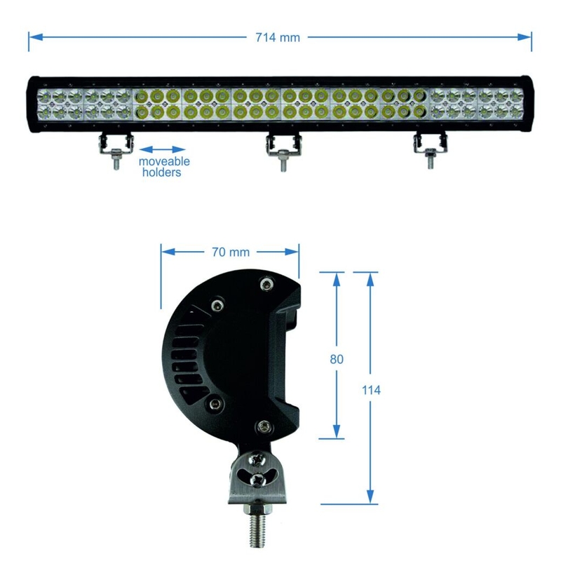 Rampe lumineuse à LED SHARK LED EPISTAR 60*3W 10800 LM 10-30V COMBO 28"