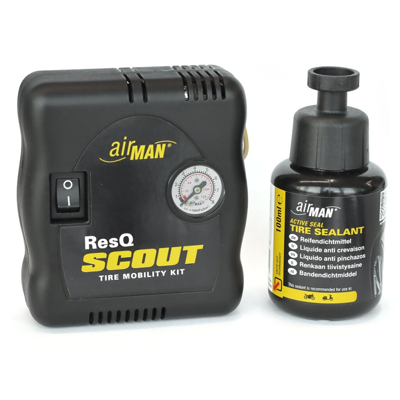 AirMan ResQ Scout kit de réparation de pneus avec compresseur + recharge 100ml