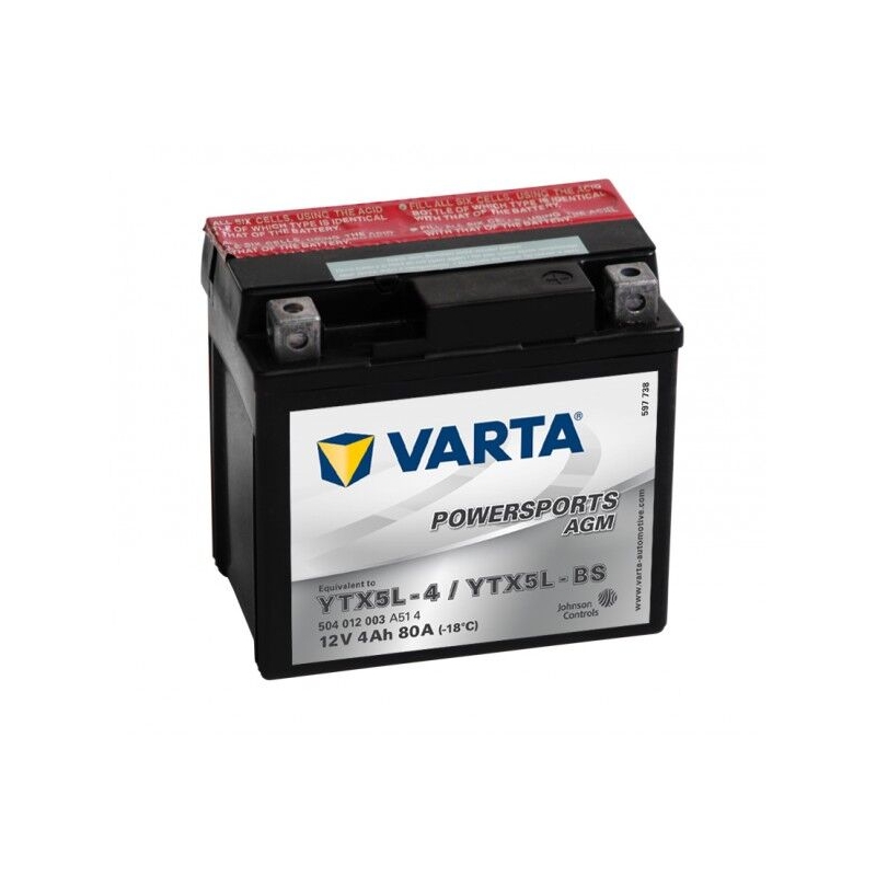 VARTA YTX5L-4/YTX5L-BS Batterie sans entretien 12V/4Ah