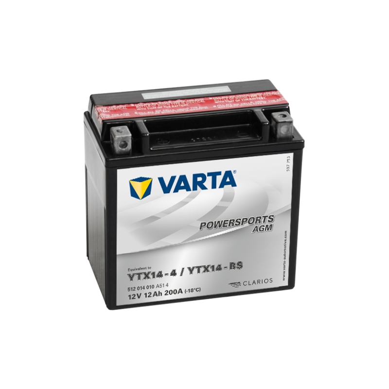 VARTA YTX14-4/YTX14-BS Batterie 12V/12Ah sans entretien