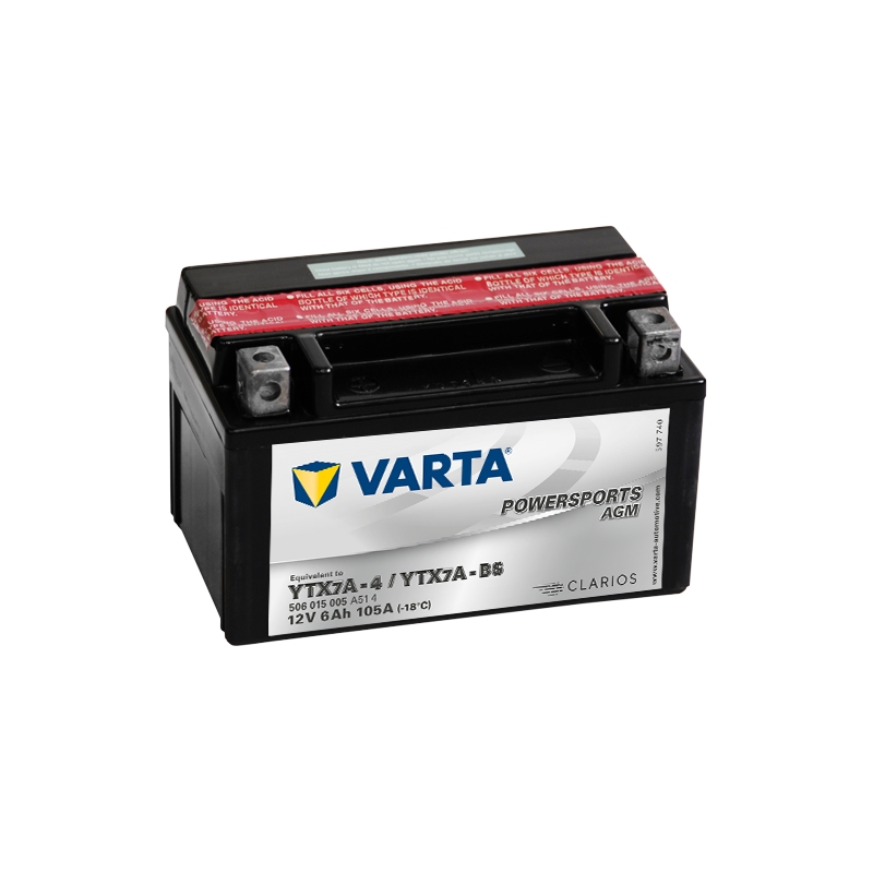 VARTA YTX7A-4/YTX7A-BS Batterie 12V/6Ah sans entretien