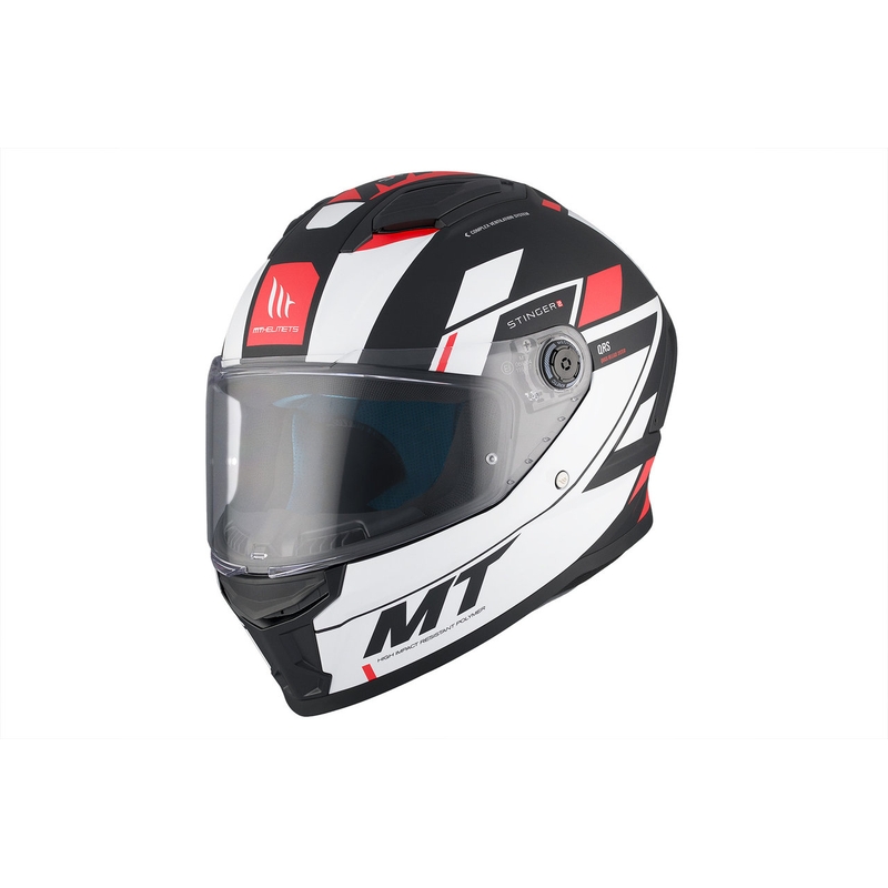 MT Stinger 2 Solid Zivze casque moto intégral blanc-noir-rouge matt