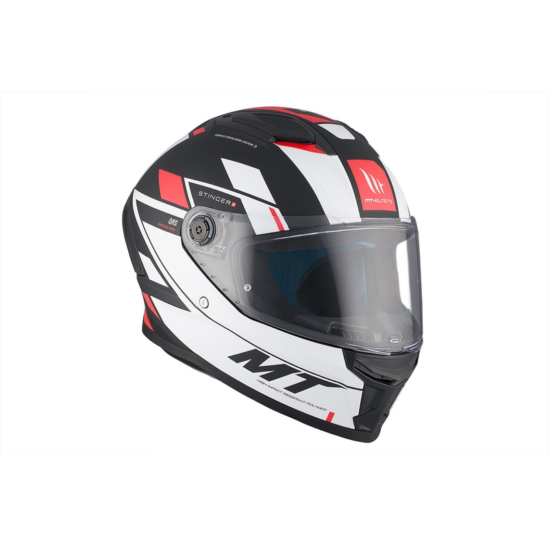 MT Stinger 2 Solid Zivze casque moto intégral blanc-noir-rouge matt