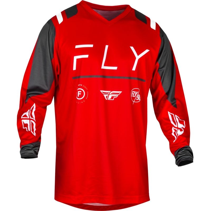 Maillot de motocross FLY Racing F-16 2024 rouge-gris-blanc