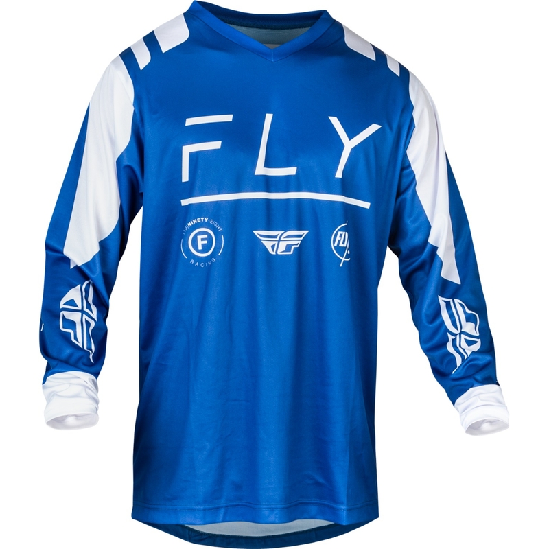 Maillot de motocross FLY Racing F-16 2024 bleu et blanc