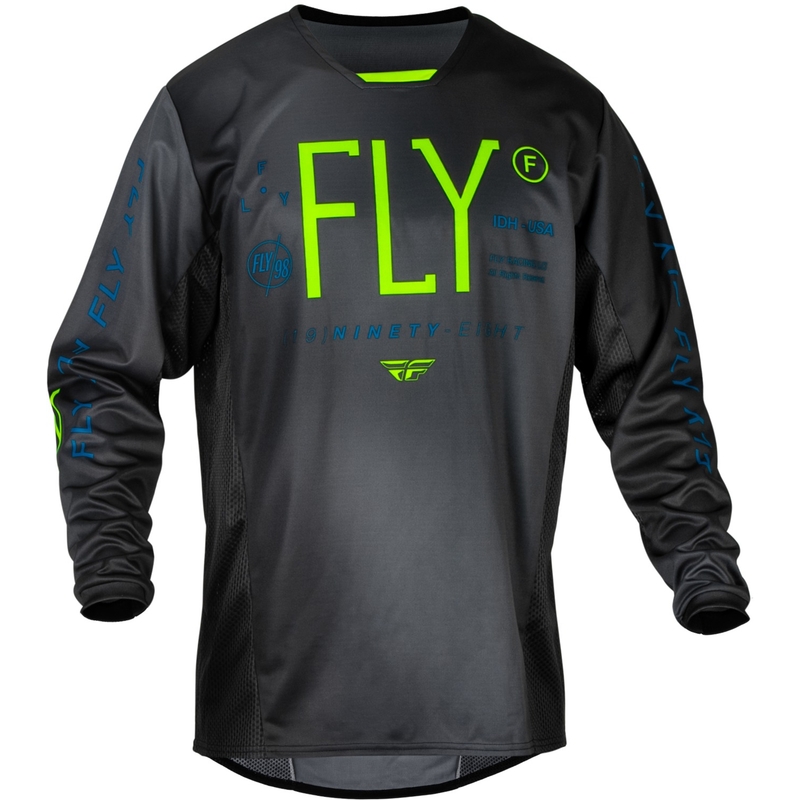 Maillot motocross enfant FLY Racing Prodigy noir-vert fluo-bleu