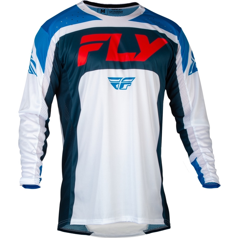 Maillot de motocross FLY Racing Lite rouge-blanc-bleu en solde soldes