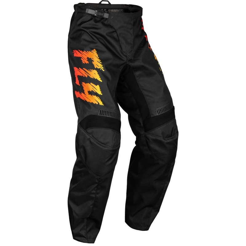 Pantalon motocross enfants FLY Racing F-16 2024 noir-jaune-orange soldes