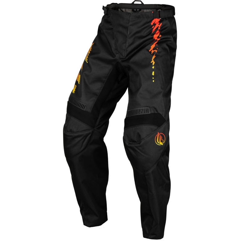 Pantalon motocross enfants FLY Racing F-16 2024 noir-jaune-orange soldes
