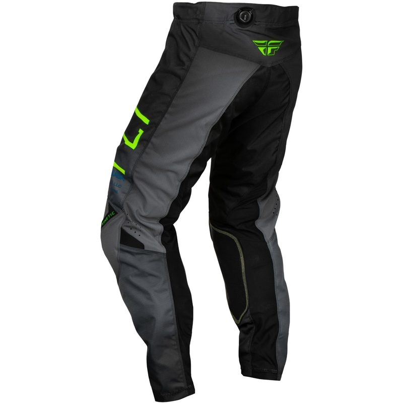 Pantalon de motocross enfant FLY Racing Kinetic Prodigy noir-vert fluo-bleu en solde soldes
