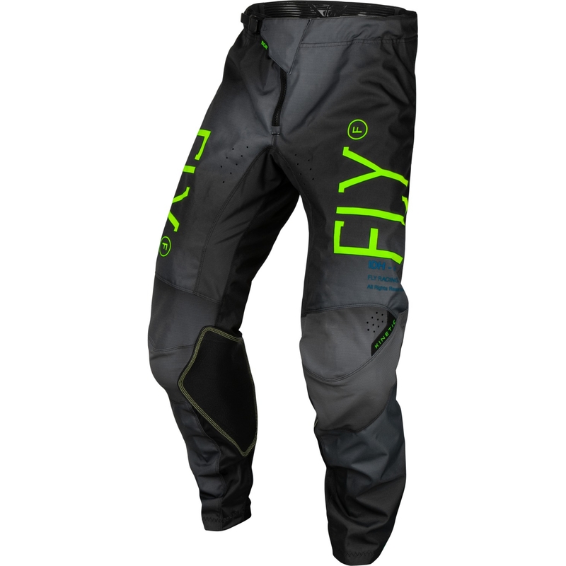 Pantalon de motocross enfant FLY Racing Kinetic Prodigy noir-vert fluo-bleu en solde soldes