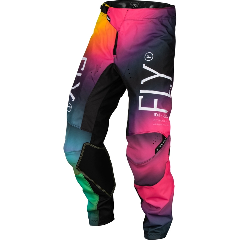 Pantalon de motocross enfant FLY Racing Kinetic Prodigy rose-bleu-jaune fluo en solde soldes