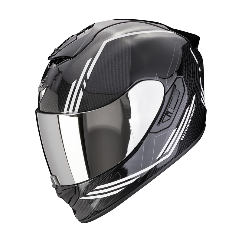 Casque moto intégral Scorpion EXO-1400 EVO II CARBON AIR REIKA noir et blanc