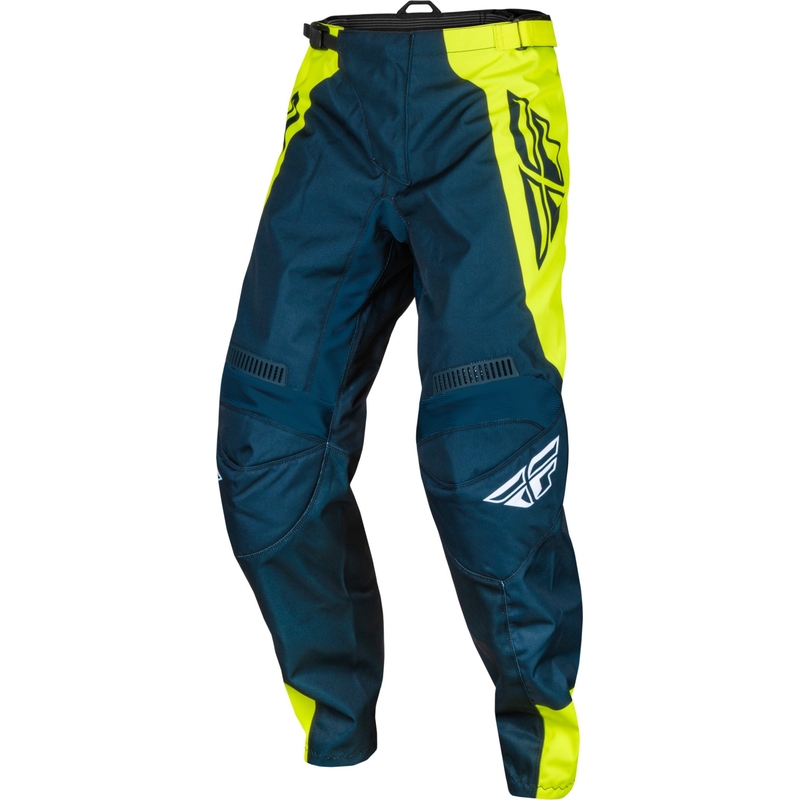 Pantalon de motocross FLY Racing F-16 2024 bleu-fluo jaune-blanc