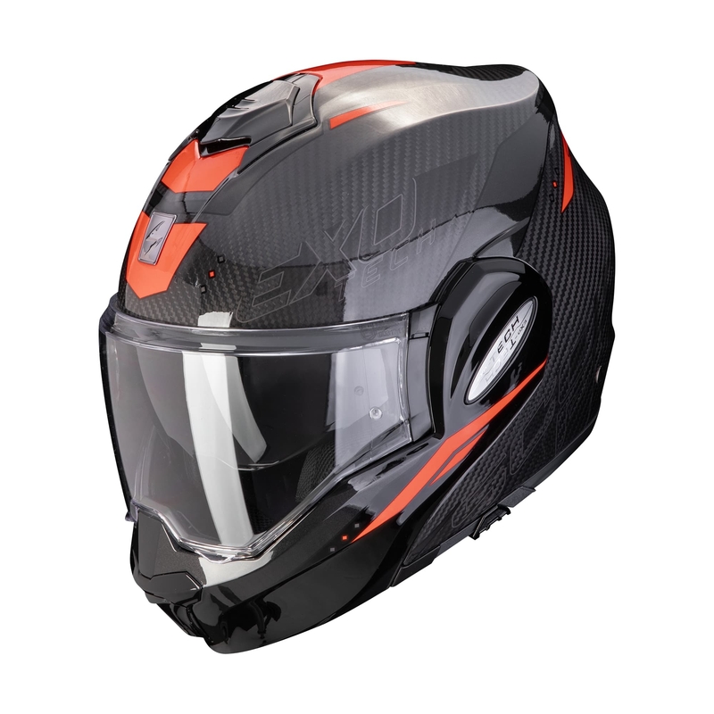 Casque moto pliable Scorpion EXO-TECH EVO CARBON ROVER noir-rouge soldes