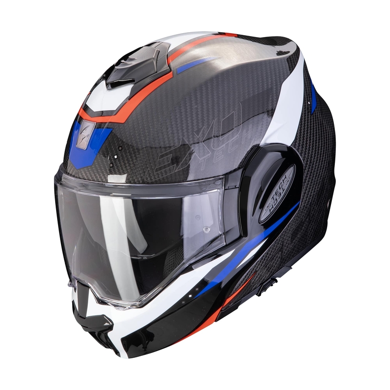 Casque moto pliable Scorpion EXO-TECH EVO CARBON ROVER noir-rouge-bleu