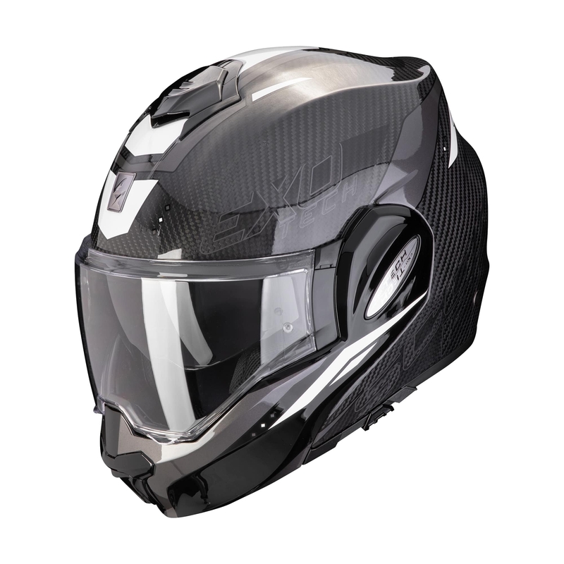 Casque moto pliable Scorpion EXO-TECH EVO CARBON ROVER noir et blanc