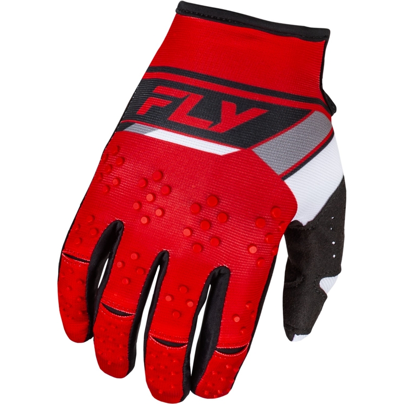 Gants de motocross FLY Racing Kinetix Prix 2024 rouge-gris-blanc