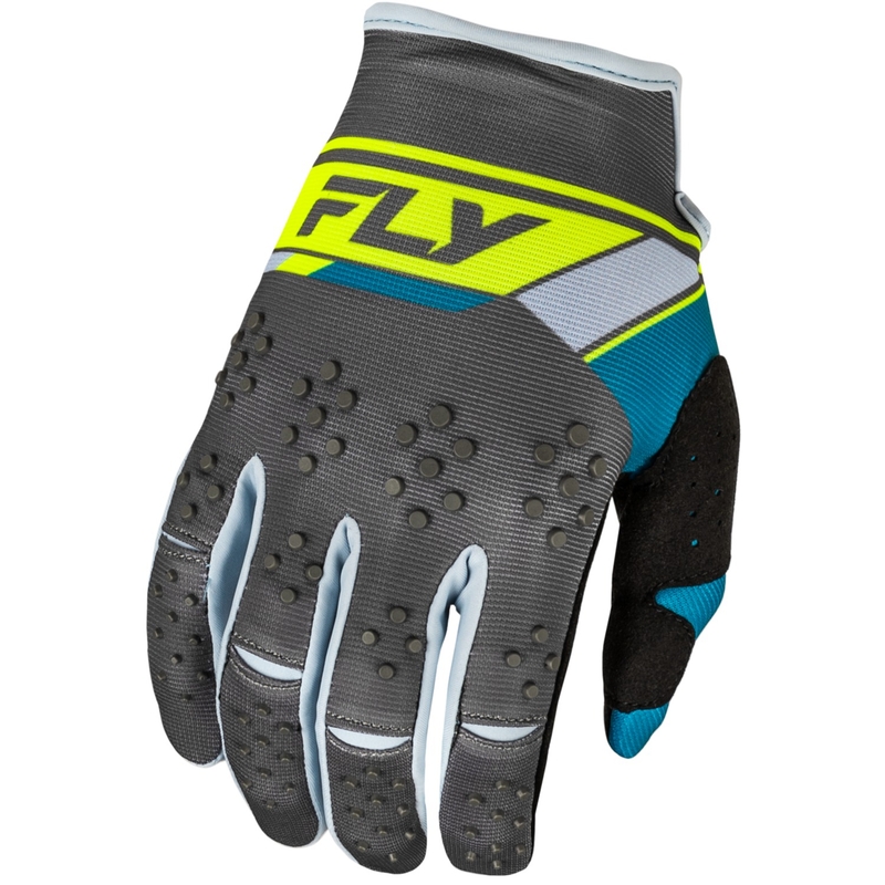 Gants de motocross FLY Racing Kinetix Prix 2024 gris-jaune fluo