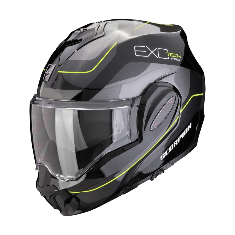 Casque moto pliable Scorpion EXO-TECH EVO PRO COMMUTA noir-argent-jaune soldes