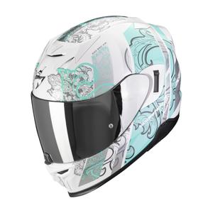 Casque moto intégral Scorpion EXO-520 EVO AIR FASTA blanc-bleu clair