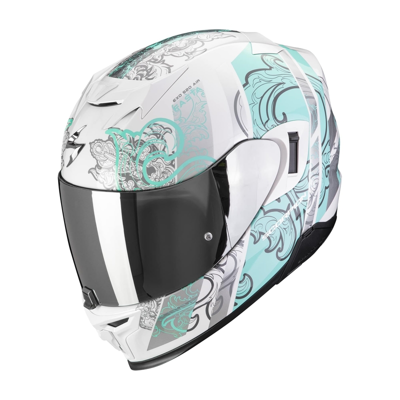 Casque moto intégral Scorpion EXO-520 EVO AIR FASTA blanc-bleu clair soldes