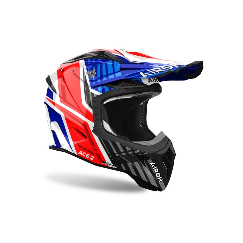 Casque de motocross Airoh Aviator Ace 2 Stream bleu-rouge brillant
