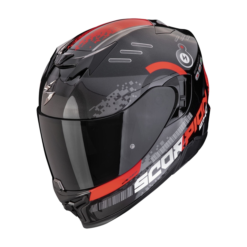 Casque moto intégral Scorpion EXO-520 EVO AIR TITAN noir-rouge métallisé soldes
