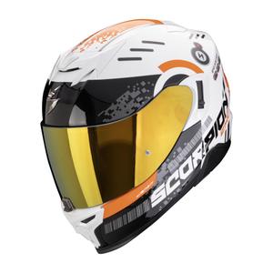 Casque moto intégral Scorpion EXO-520 EVO AIR TITAN blanc-orange