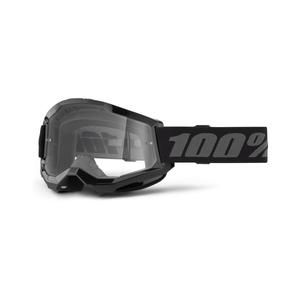 Lunettes de moto-cross 100% STRATA 2 Nouveau noir (plexi transparent)
