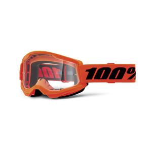 Lunettes de moto-cross 100% STRATA 2 Nouveau orange (plexi transparent)