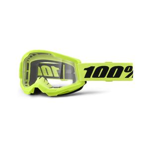 Lunettes de moto-cross 100% STRATA 2 Nouveau jaune fluo (plexi transparent)