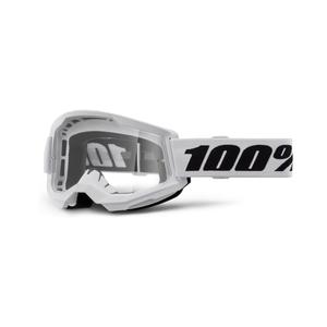 Lunettes de moto-cross 100% STRATA 2 Nouveau blanc (plexi clair)