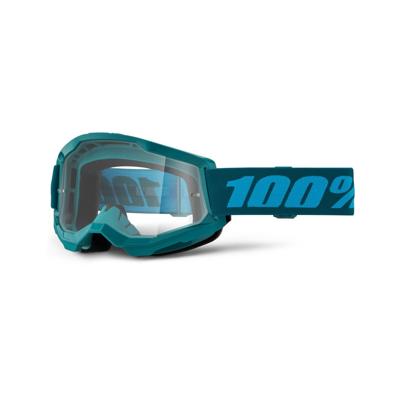 Lunettes de moto-cross 100% STRATA 2 New Stone blue (clear plexi)