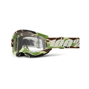 Lunettes de moto-cross 100% STRATA 2 New War Camo vert (plexi transparent)